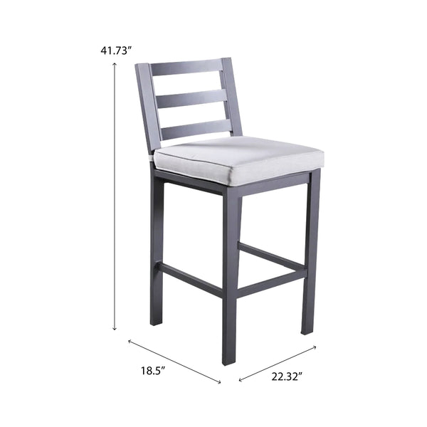 Marativa Outdoor Armless Aluminum Barstools with Cushion: Durable and Weather-Resistant Patio Furniture for Stylish and Comfortable Outdoor Seating, Set of 2