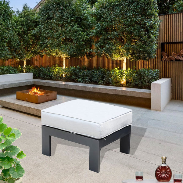 Marativa Premium Outdoor Patio Furniture: Modern Ottoman with Cushion, Outdoor footstool with Olefin Fabric Cushion, Durable, UV-Resistant for Lawn, Garden, and Backyard