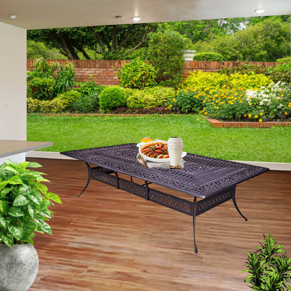 Modern Outdoor Dining Table: Athens All-Weather, Durable 60x108" Rectangular Patio Dining Table with Umbrella Hole for Patio, Garden, and Terrace
