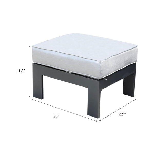 Marativa Premium Outdoor Patio Furniture: Modern Ottoman with Cushion, Outdoor footstool with Olefin Fabric Cushion, Durable, UV-Resistant for Lawn, Garden, and Backyard