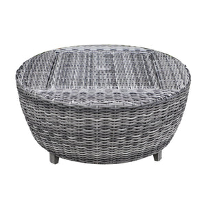 Sonoma Outdoor 36" Round Wicker Coffee Table with Cooler - Patio Furniture: Rust Resistant, Hand-Woven Rattan, Built-in Ice Bucket  Ideal for Outdoor Entertaining, Garden Parties, and Patio Decor