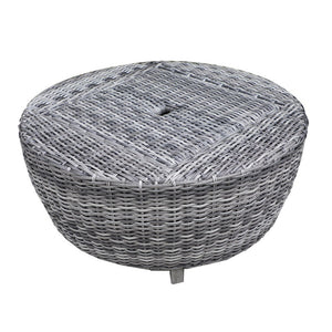 Sonoma Outdoor 36" Round Wicker Coffee Table with Cooler - Patio Furniture: Rust Resistant, Hand-Woven Rattan, Built-in Ice Bucket  Ideal for Outdoor Entertaining, Garden Parties, and Patio Decor