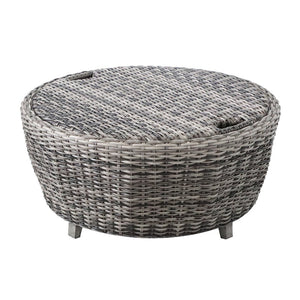 Sonoma 36"" Round Outdoor Wicker Storage Coffee Table - Durable, Weather Resistant, Hand Woven Furniture with Ample Storage for Patio, Lawn, Garden, and Backyard