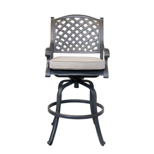 Manhattan Modern Outdoor Aluminum Bar Stools With Cushion - Weather-Resistant, Durable, and Comfortable Swivel Patio Barstools for Outdoor Use, Set of 2