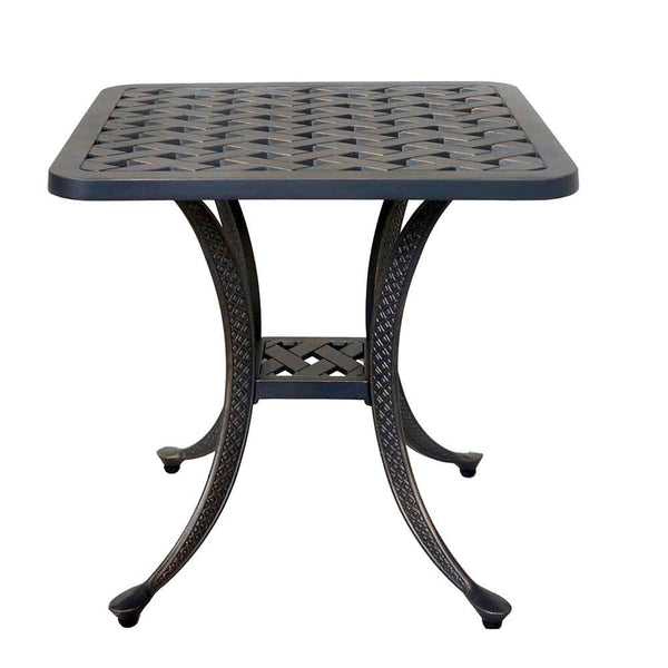 Sparta Indoor Outdoor 21" Square Cast Aluminum Standard End Table: Weather-resistant, Rust-proof, and Durable Side, Accent Table for Patio, Garden, and Lawn