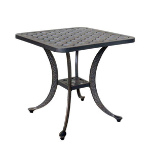 Manhattan Indoor Outdoor 21" Square Cast Aluminum Standard End Table: Weather-resistant, Rust-proof, and Durable Side, Accent Table for Patio, Garden, and Lawn