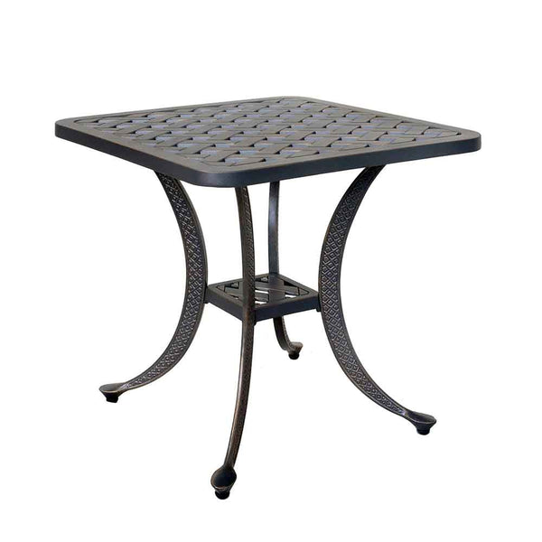 Sparta Indoor Outdoor 21" Square Cast Aluminum Standard End Table: Weather-resistant, Rust-proof, and Durable Side, Accent Table for Patio, Garden, and Lawn