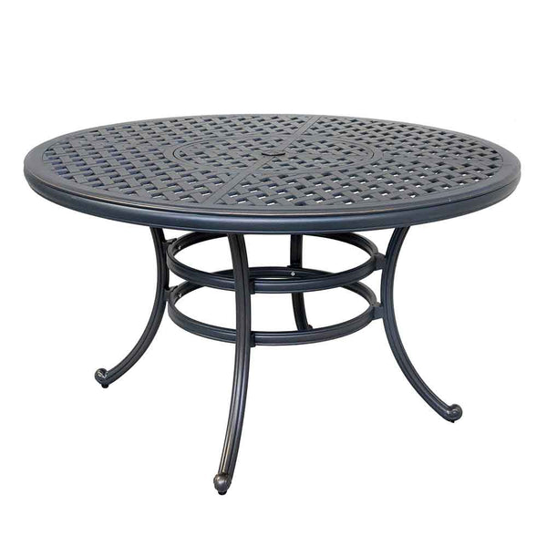 Sparta Outdoor All-Weather and Durable 52" Cast Aluminum Round Dining Table with Umbrella Hole for Patio, Garden, and Terrace