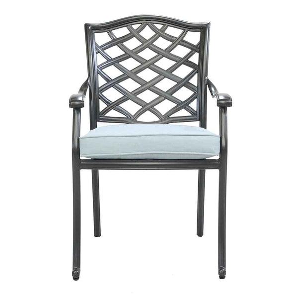 Florence Aluminum Dining Arm Chairs with Cushion: Modern Design, Durable and All-Weather Dining chairs for Outdoor, Patio, and Garden, Set of 2