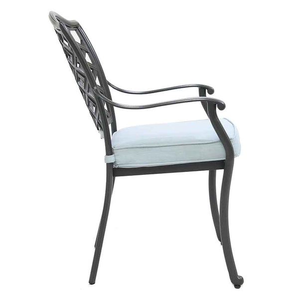 Florence Aluminum Dining Arm Chairs with Cushion: Modern Design, Durable and All-Weather Dining chairs for Outdoor, Patio, and Garden, Set of 2
