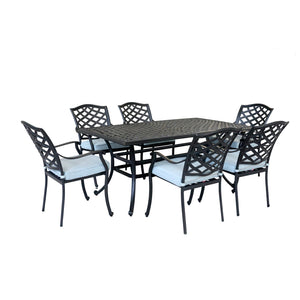 Florence Aluminum 7 Piece Rectangular Dining Set with 6 Arm Chairs