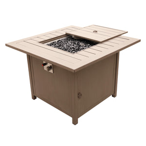 Marativa 36 Inch Square Chat High Gas Firepit Table - Propane Gas, Aluminum, Modern Design Patio Firepit Table for Outdoor Spaces