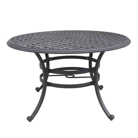Florence Premium Aluminum 49"" Round Dining Table with Umbrella Hole: Weather-Resistant, Durable, Modern Outdoor Furniture for Patio and Garden