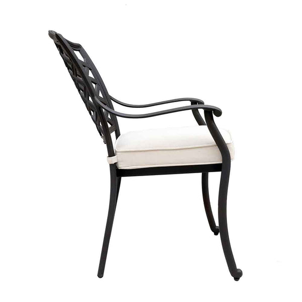 Florence Aluminum Dining Arm Chairs with Cushion: Modern Design, Durable and All-Weather Dining chairs for Outdoor, Patio, and Garden, Set of 2
