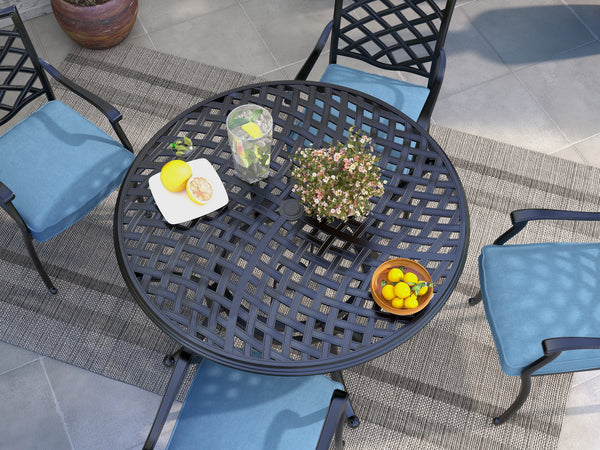 Florence Aluminum 5 Piece Round Dining Set with 4 Arm Chairs