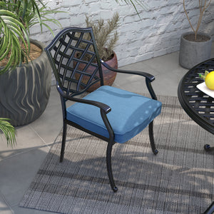 Florence Aluminum Dining Arm Chairs with Cushion: Modern Design, Durable and All-Weather Dining chairs for Outdoor, Patio, and Garden, Set of 2