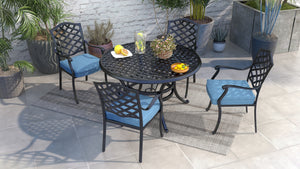Florence Aluminum 5 Piece Round Dining Set with 4 Arm Chairs