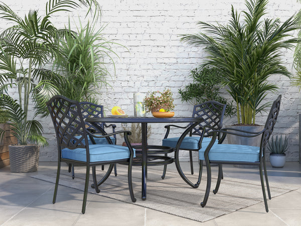 Florence Aluminum 5 Piece Round Dining Set with 4 Arm Chairs