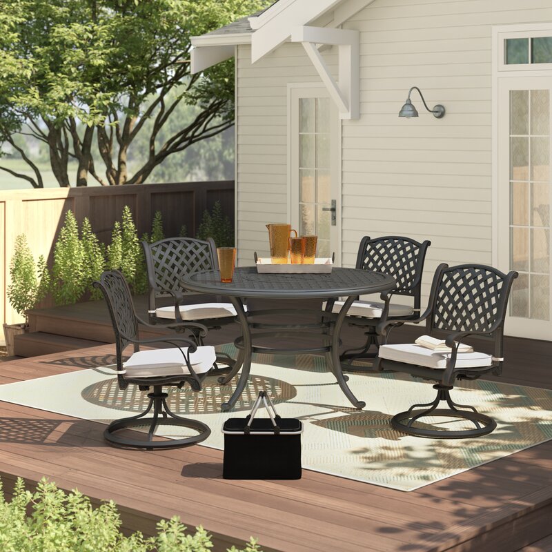 Manhattan Stylish Outdoor 5Piece Aluminum Dining Set with Cushion We