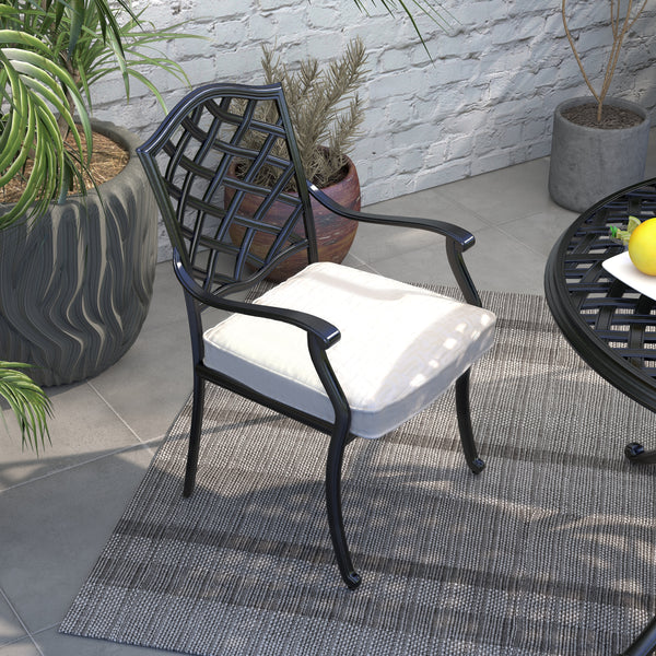 Florence Aluminum 5 Piece Round Dining Set with 4 Arm Chairs