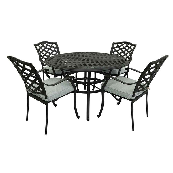 Florence Aluminum 5 Piece Round Dining Set with 4 Arm Chairs