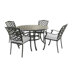 Florence Aluminum 5 Piece Round Dining Set with 4 Arm Chairs