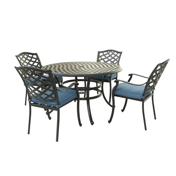 Florence Aluminum 5 Piece Round Dining Set with 4 Arm Chairs