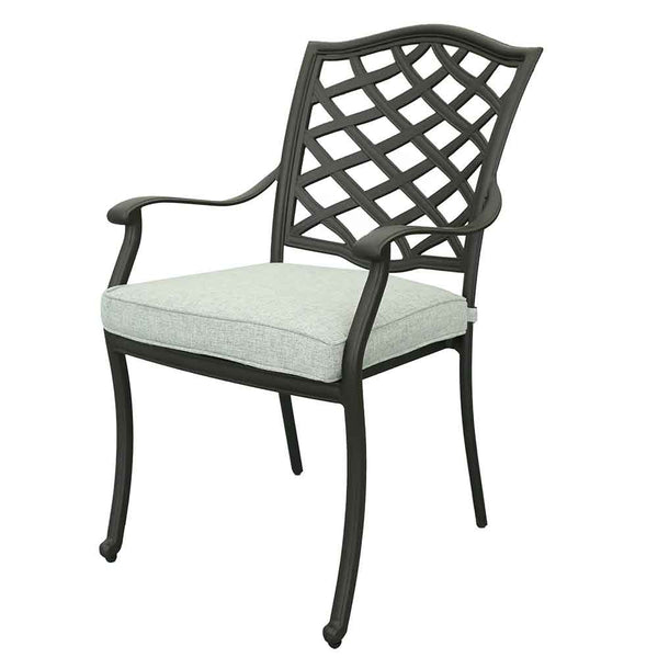 Florence Aluminum Dining Arm Chairs with Cushion: Modern Design, Durable and All-Weather Dining chairs for Outdoor, Patio, and Garden, Set of 2