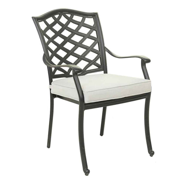 Florence Aluminum Dining Arm Chairs with Cushion: Modern Design, Durable and All-Weather Dining chairs for Outdoor, Patio, and Garden, Set of 2