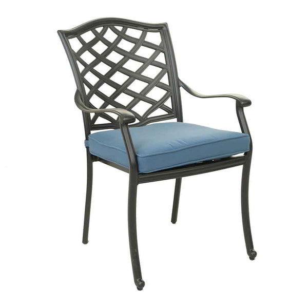 Florence Aluminum Dining Arm Chairs with Cushion: Modern Design, Durable and All-Weather Dining chairs for Outdoor, Patio, and Garden, Set of 2