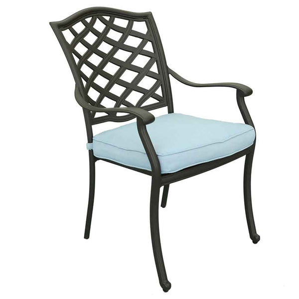 Florence Aluminum Dining Arm Chairs with Cushion: Modern Design, Durable and All-Weather Dining chairs for Outdoor, Patio, and Garden, Set of 2