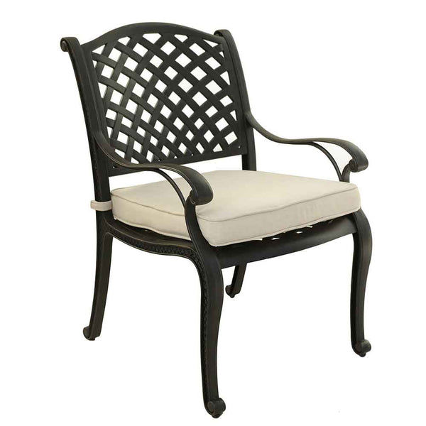 Manhattan Outdoor Dining Chair with Cushion: Weather-resistant, Rust-proof, Durable and Comfortable Patio chair for Garden and Outdoor Spaces