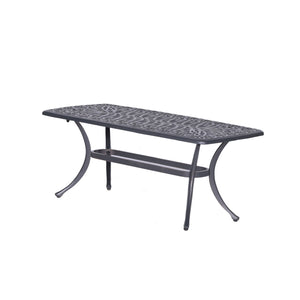 Athens Cast Aluminum Patio Coffee Table for Indoor/Outdoor: Weather-resistant, Durable Casual Low Raised Rectangular Side Table