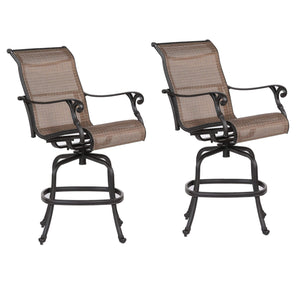 Sparta Sling Bar Stool With Aluminum Frame, All-Weather Furniture, Set of 2