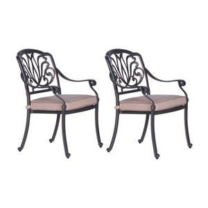 Athens Patio Dining Chairs with Sunbrella Cushions, All-Weather, Sturdy, and Comfortable Outdoor Aluminum Armchairs with Cushions, Set of 2