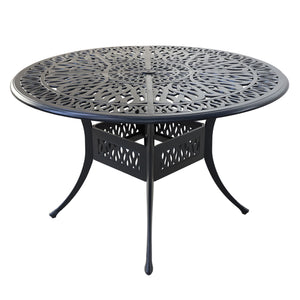 Modern Outdoor Dining Table: Athens All-Weather and Durable 48" Round Patio Dining Table with Umbrella Hole for Patio, Garden, and Terrace