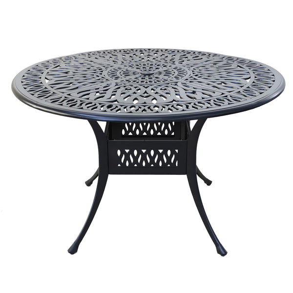 Modern Outdoor Dining Table: Athens All-Weather and Durable 48" Round Patio Dining Table with Umbrella Hole for Patio, Garden, and Terrace