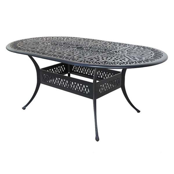 Athens Outdoor 42x72’â€?Oval Aluminum Dining Table with Umbrella Hole - Weather-Resistant, Rust-Resistant, and Modern Design Dining table Ideal for Patio, Garden, and Outdoor Spaces