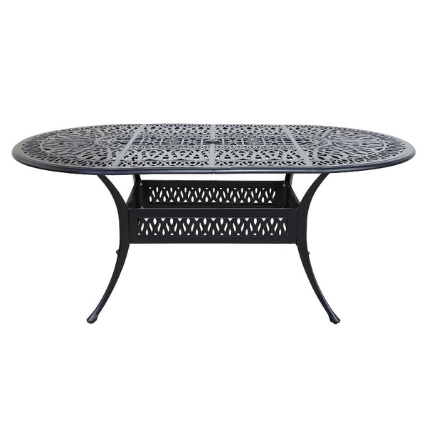 Athens Outdoor 42x72’â€?Oval Aluminum Dining Table with Umbrella Hole - Weather-Resistant, Rust-Resistant, and Modern Design Dining table Ideal for Patio, Garden, and Outdoor Spaces
