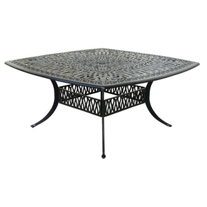 Athens Outdoor 64’’ Square Aluminum Dining Table with Umbrella Hole - Weather-Resistant, Rust-Resistant, and Modern Design Dining table Ideal for Patio, Garden, and Outdoor Spaces