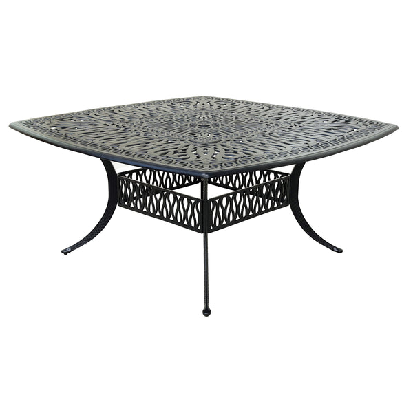 Athens Outdoor 64 Inch Square Aluminum Dining Table with Umbrella Hole - Weather-Resistant, Rust-Resistant, and Modern Design Dining table Ideal for Patio, Garden, and Outdoor Spaces
