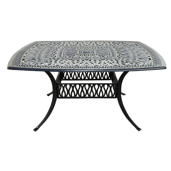 Athens Outdoor 64 Inch Square Aluminum Dining Table with Umbrella Hole - Weather-Resistant, Rust-Resistant, and Modern Design Dining table Ideal for Patio, Garden, and Outdoor Spaces