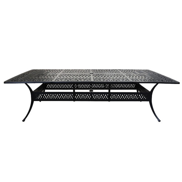 Modern Outdoor Dining Table: Athens All-Weather, Durable 60x108" Rectangular Patio Dining Table with Umbrella Hole for Patio, Garden, and Terrace