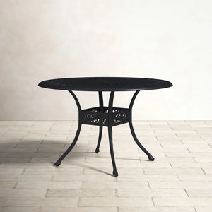 Modern Outdoor Dining Table: Athens All-Weather and Durable 48" Round Patio Dining Table with Umbrella Hole for Patio, Garden, and Terrace