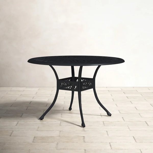 Modern Outdoor Dining Table: Athens All-Weather and Durable 48" Round Patio Dining Table with Umbrella Hole for Patio, Garden, and Terrace
