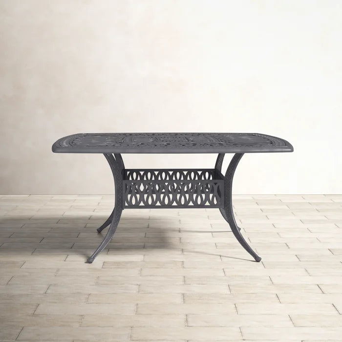 Athens Outdoor 64 Inch Square Aluminum Dining Table with Umbrella Hole - Weather-Resistant, Rust-Resistant, and Modern Design Dining table Ideal for Patio, Garden, and Outdoor Spaces