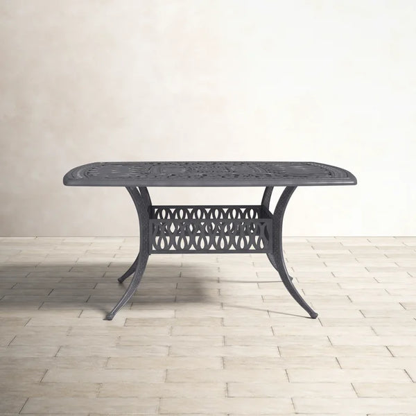 Athens Outdoor 64 Inch Square Aluminum Dining Table with Umbrella Hole - Weather-Resistant, Rust-Resistant, and Modern Design Dining table Ideal for Patio, Garden, and Outdoor Spaces