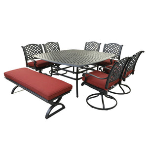 Sparta 8 Piece Outdoor Aluminum Dining Set with Cushions