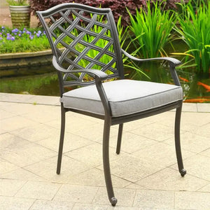 Modern Outdoor Dining Chairs: Aurora Aluminum Patio Chairs with Cushion, Weather-Resistant, UV-Resistant, Metal Chairs for Outdoor Dining, Set of 2