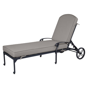 Athens Outdoor Chaise Lounge with Cushion: Durable, Modern Design and Adjustable Reclining Single Aluminum Chaise for Patio, Garden, Poolside